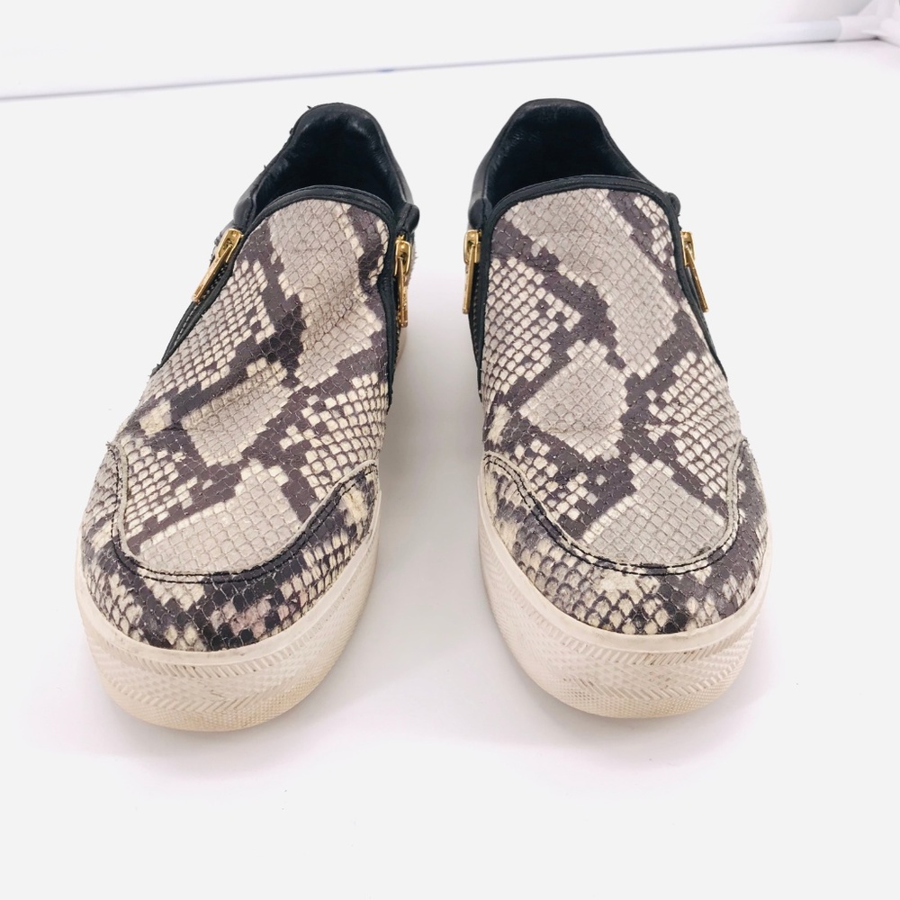 Ash Jordy Snake-Print Leather Sneaker Side Zipper Roccia & Black Size 40 US 10 - Picture 4 of 8